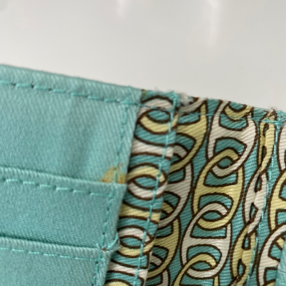 Spartina 449 Seafoam PU & Straw Bamboo Turnlock Tri-Fold Wallet Coastal Chic - Picture 6 of 12